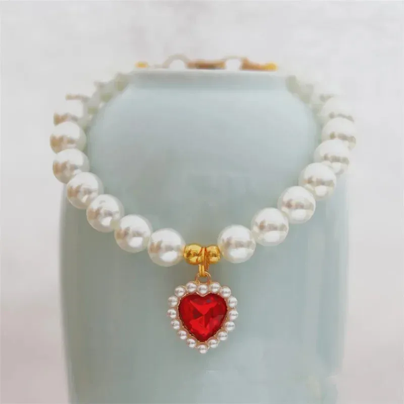 Elegant Adjustable Pearl Pet Necklace for Cats and Dogs