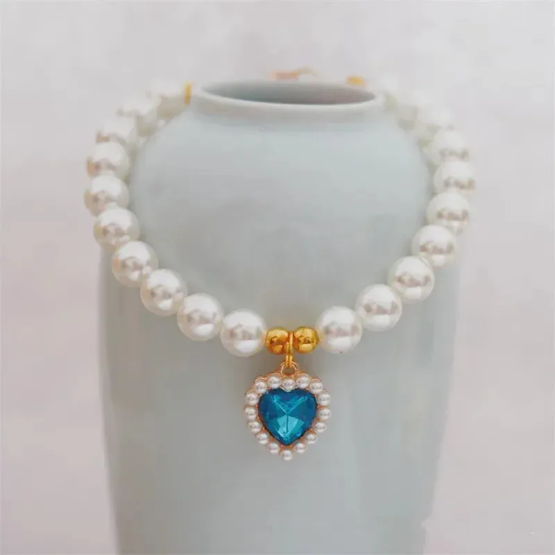 Elegant Adjustable Pearl Pet Necklace for Cats and Dogs