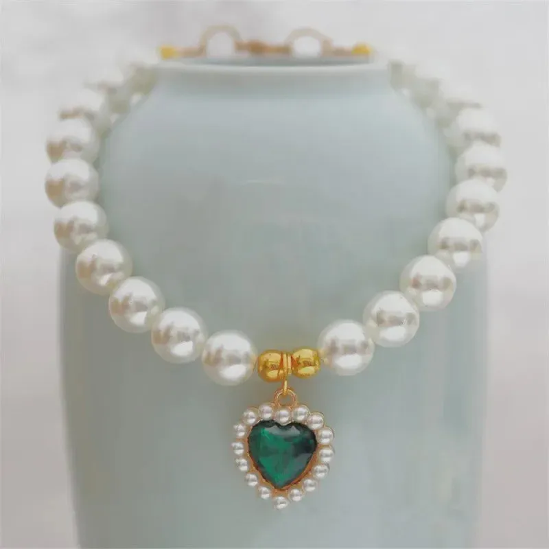 Elegant Adjustable Pearl Pet Necklace for Cats and Dogs
