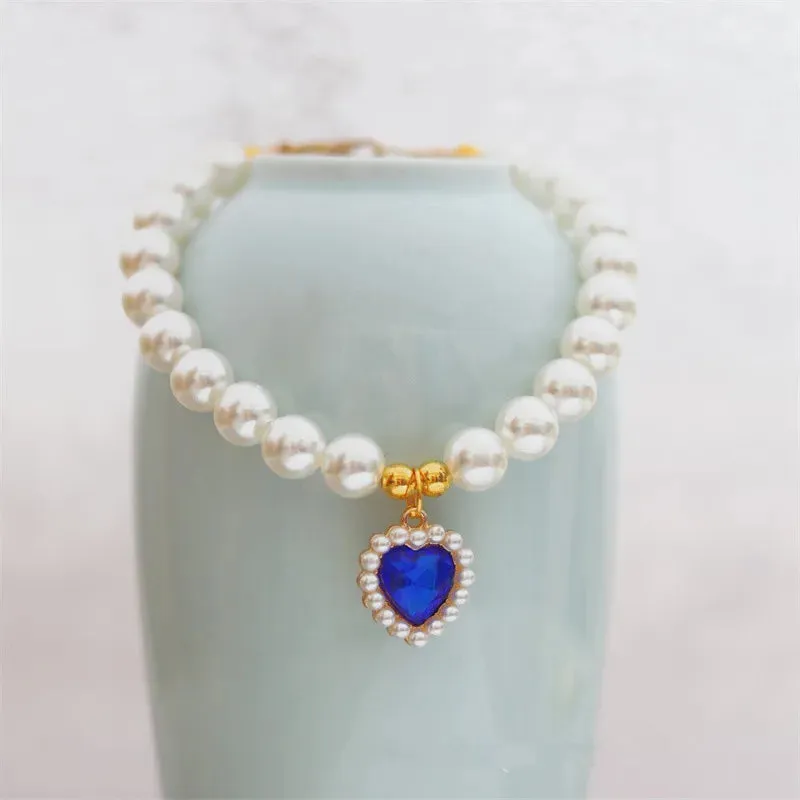 Elegant Adjustable Pearl Pet Necklace for Cats and Dogs