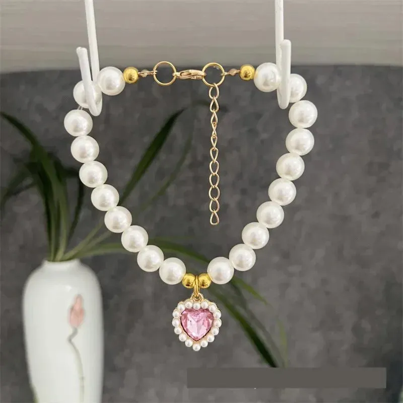 Elegant Adjustable Pearl Pet Necklace for Cats and Dogs