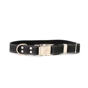 Euro-Dog Quick-Release Leather Dog Collar X-Large Black