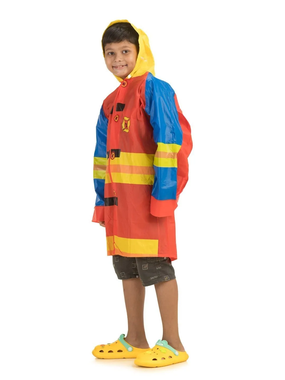 Fire Police Themed Waterproof Raincoat for Boys