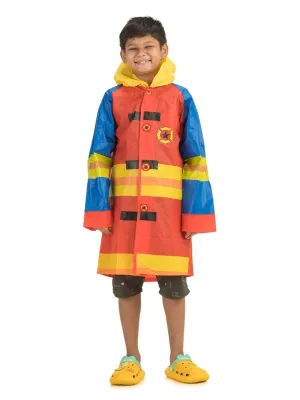 Fire Police Themed Waterproof Raincoat for Boys