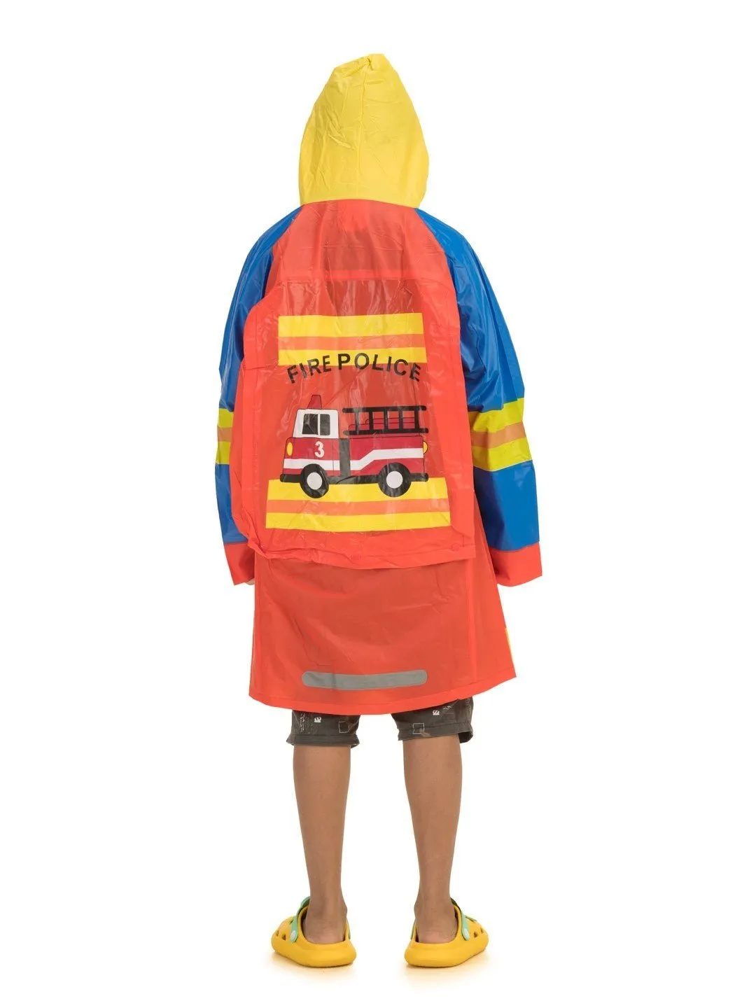 Fire Police Themed Waterproof Raincoat for Boys
