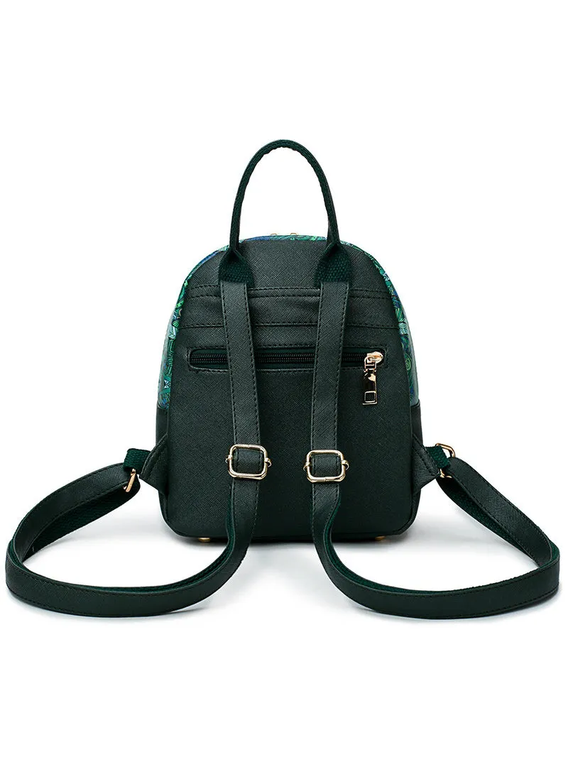 Green Forest Cartoon Print Women Classic Mini Backpack