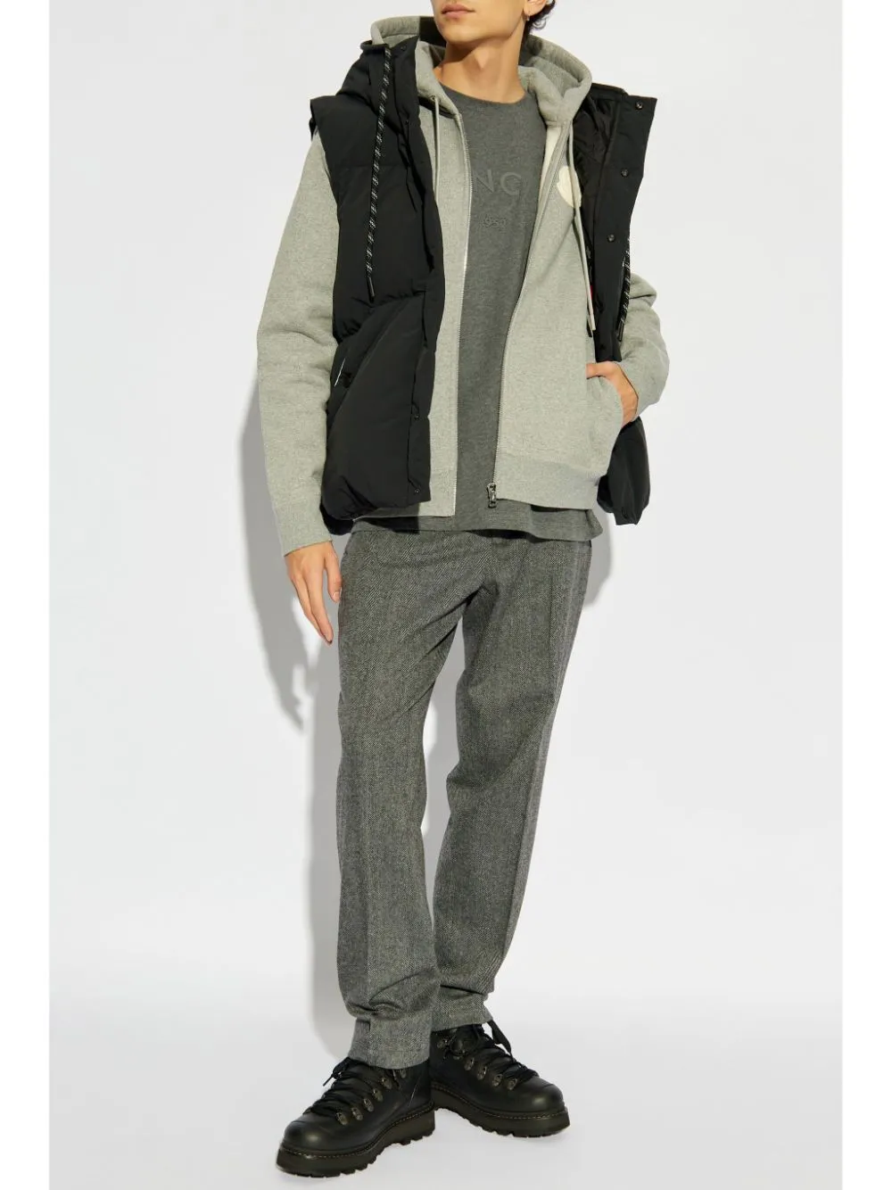 herringbone pattern tailored trousers