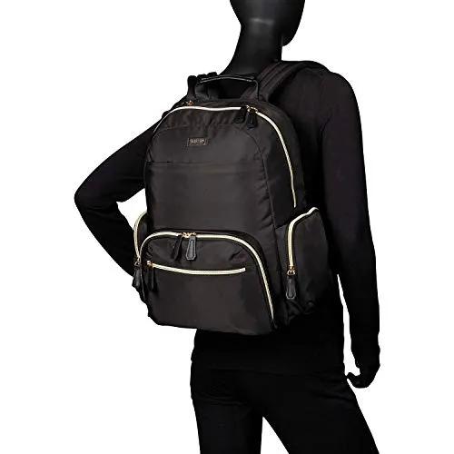 Kenneth Cole Reaction Women's Sophie Silky Nylon 15.0" Laptop & Tablet Anti-Theft RFID Backpack Laptop, Black, One Size