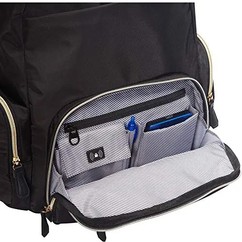 Kenneth Cole Reaction Women's Sophie Silky Nylon 15.0" Laptop & Tablet Anti-Theft RFID Backpack Laptop, Black, One Size