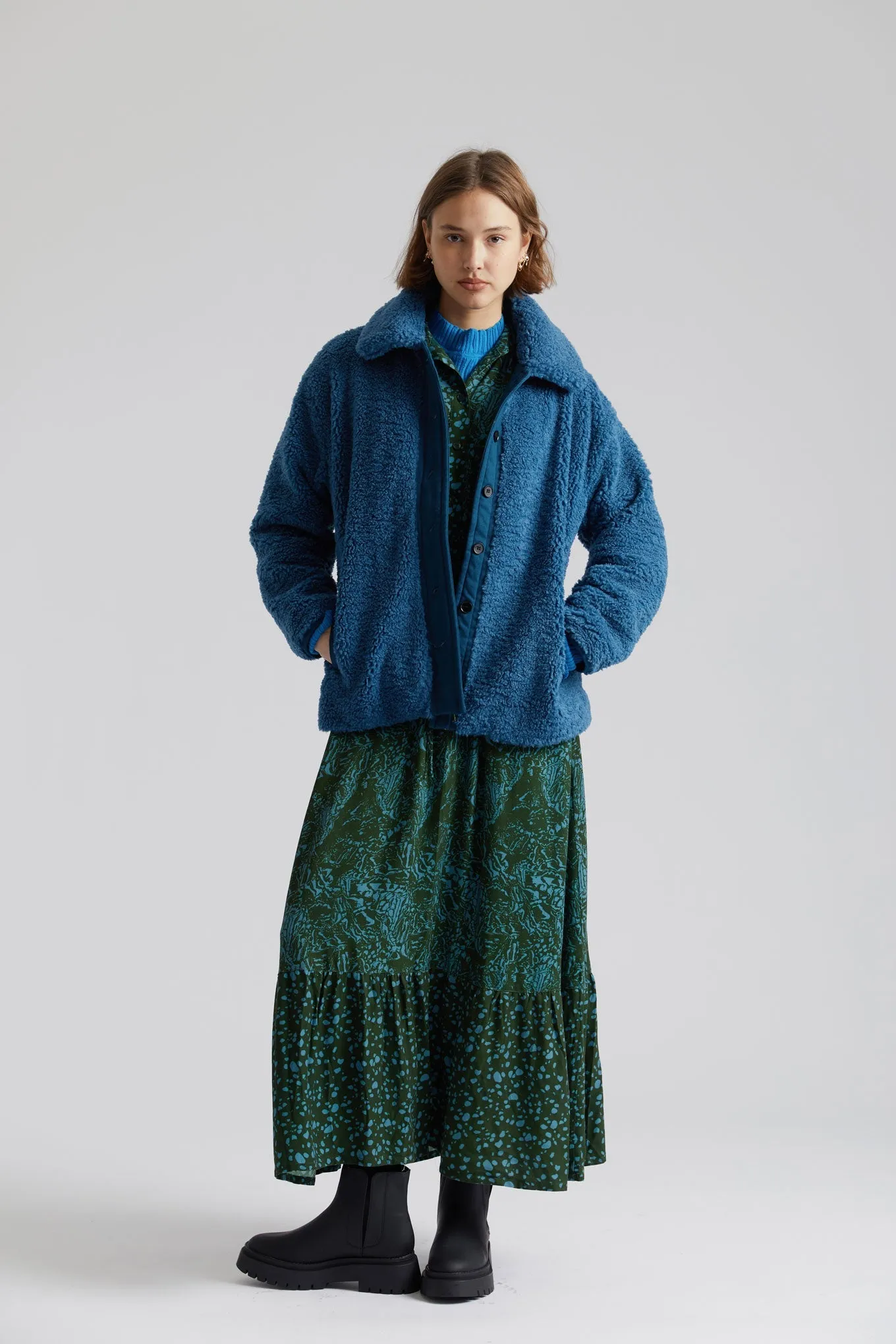 Lexi Recycled PET Fleece Coat French Blue
