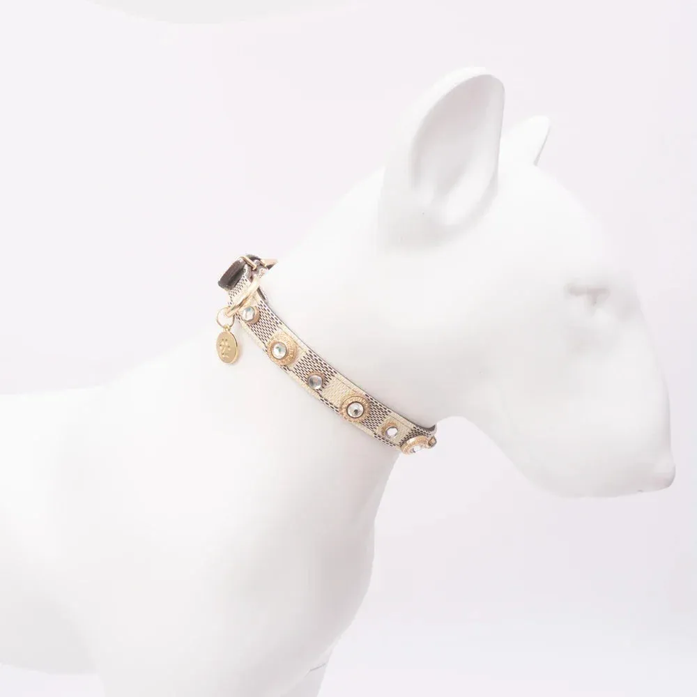 Luxury Adjustable PU Leather Cat and Dog Collar with Lucky Clover Charm