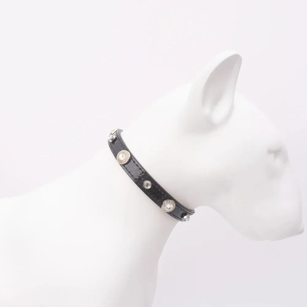 Luxury Adjustable PU Leather Cat and Dog Collar with Lucky Clover Charm