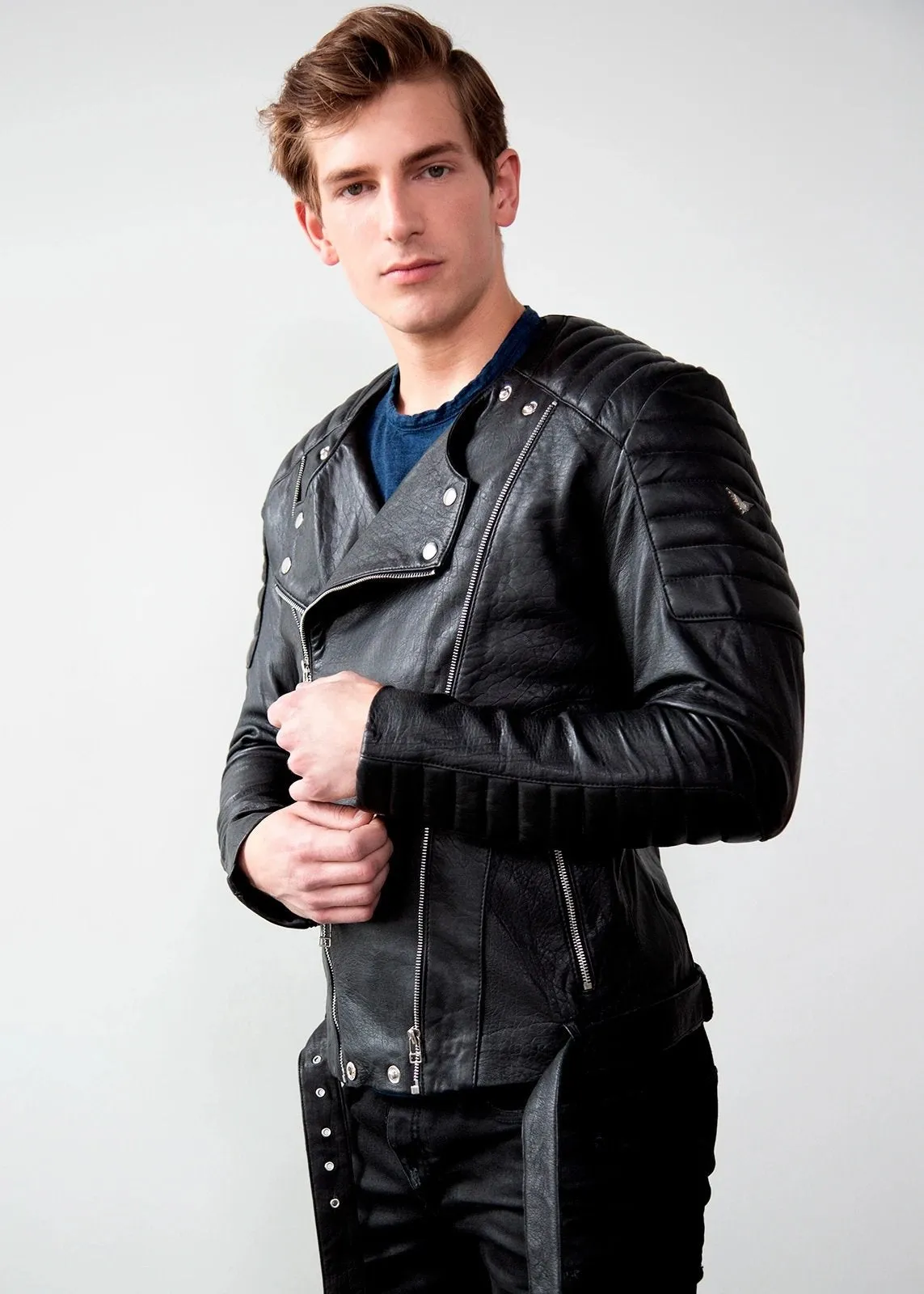 Mens Alternative Legacy Quilted Decant Leather Motorcycle Jacket