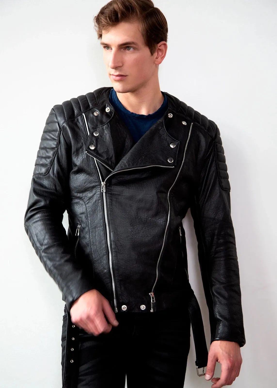 Mens Alternative Legacy Quilted Decant Leather Motorcycle Jacket