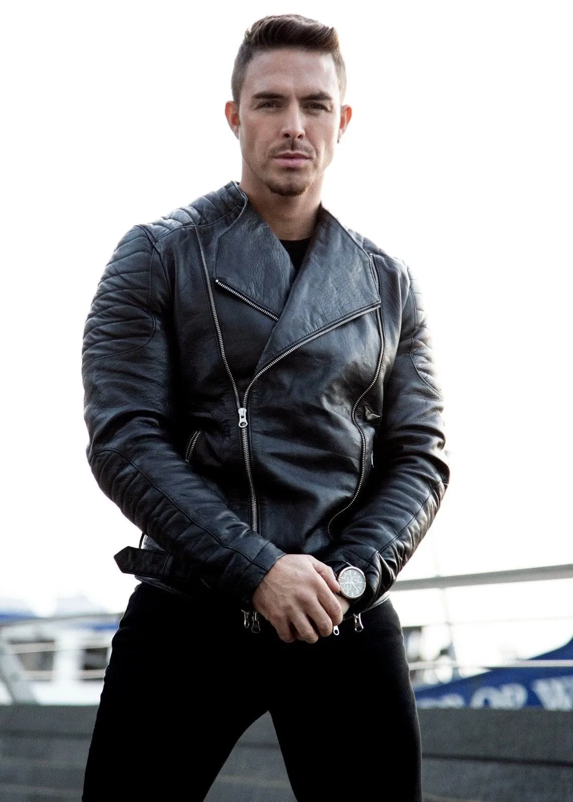 Mens Alternative Legacy Quilted Decant Leather Motorcycle Jacket