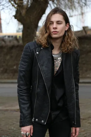 Mens Alternative Legacy Quilted Decant Leather Motorcycle Jacket