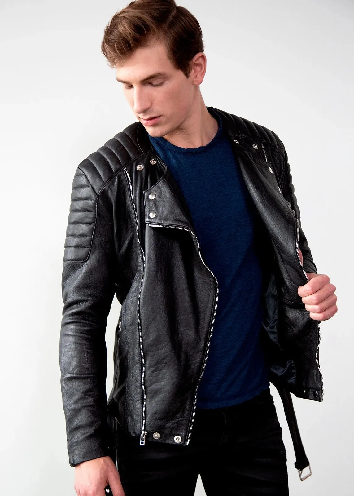 Mens Alternative Legacy Quilted Decant Leather Motorcycle Jacket