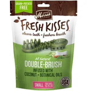 Merrick Fresh Kisses Double-Brush Coconut & Botanical Oil Dental Dog Treats, Small