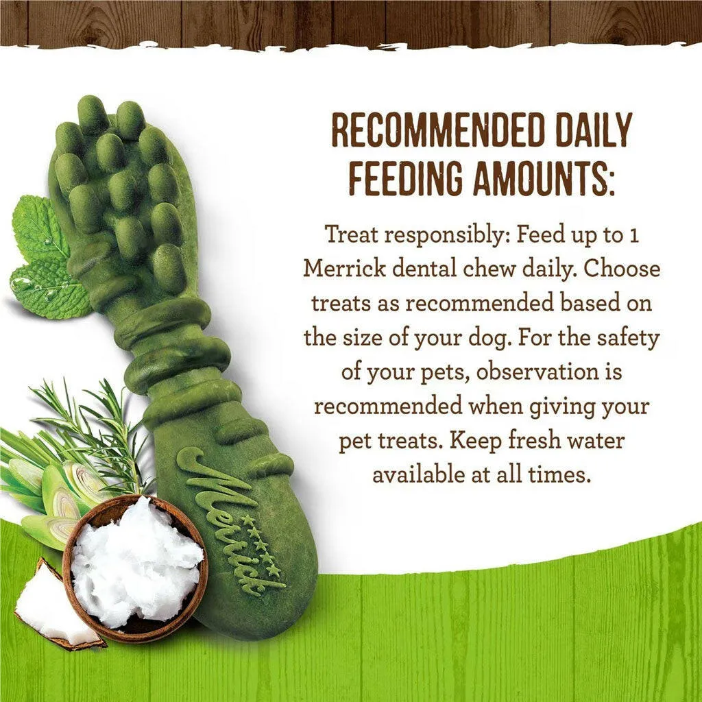 Merrick Fresh Kisses Double-Brush Coconut & Botanical Oil Dental Dog Treats, Small