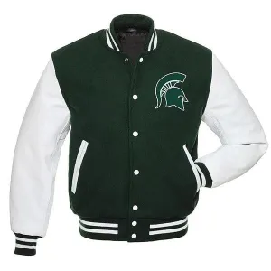 Michigan State Spartans Green And White Varsity Jacket