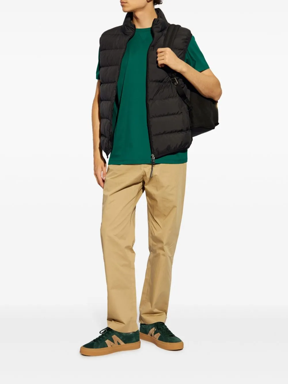 mock neck logo patch down gilet