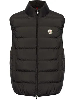 mock neck logo patch down gilet