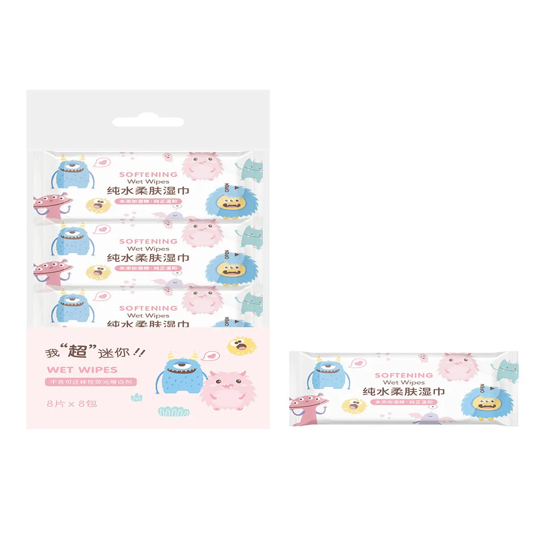 Monster Paradise Collection MINI Softening Wet Wipes (8 Wipes x 8 Pack)