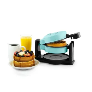 MyMini Flip Belgian Waffle Maker, Aqua