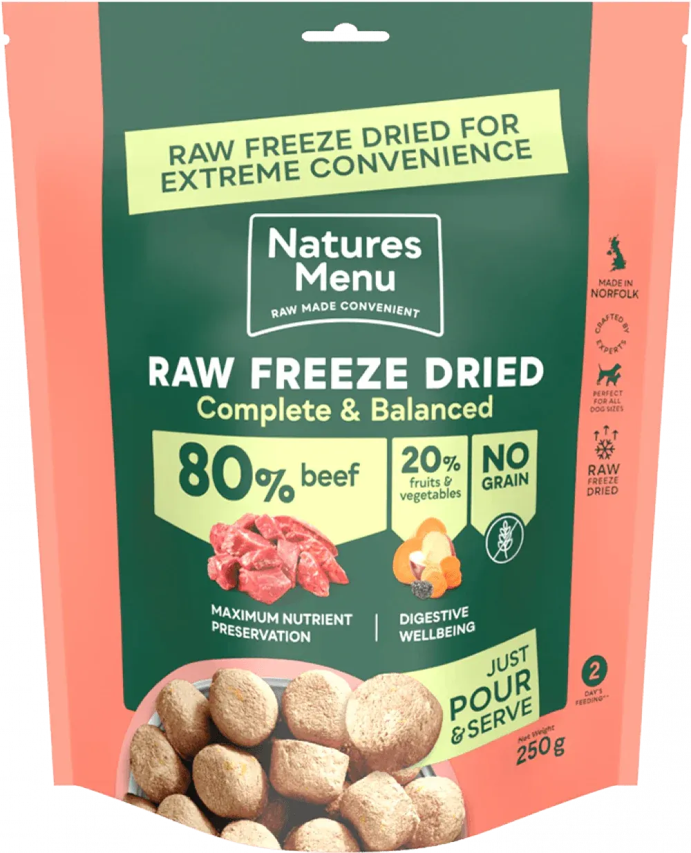 Natures Menu Raw Freeze Dried Complete and Balanced 80/20 Beef