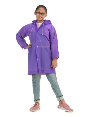 Purple Splash Waterproof Hooded Raincoat for Girls