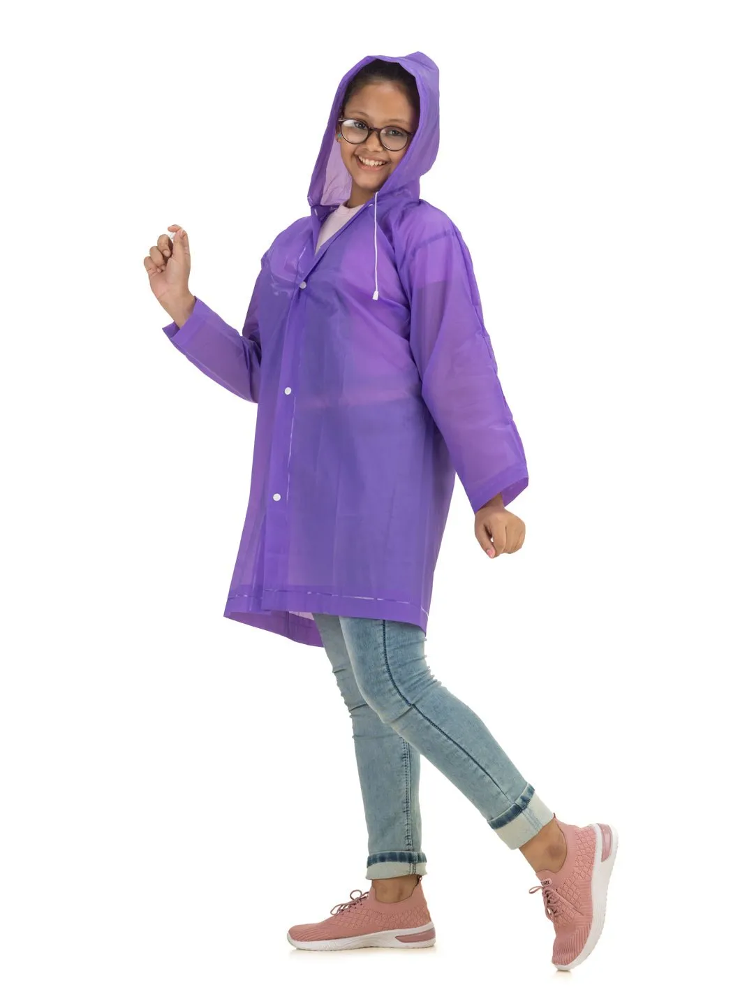 Purple Splash Waterproof Hooded Raincoat for Girls