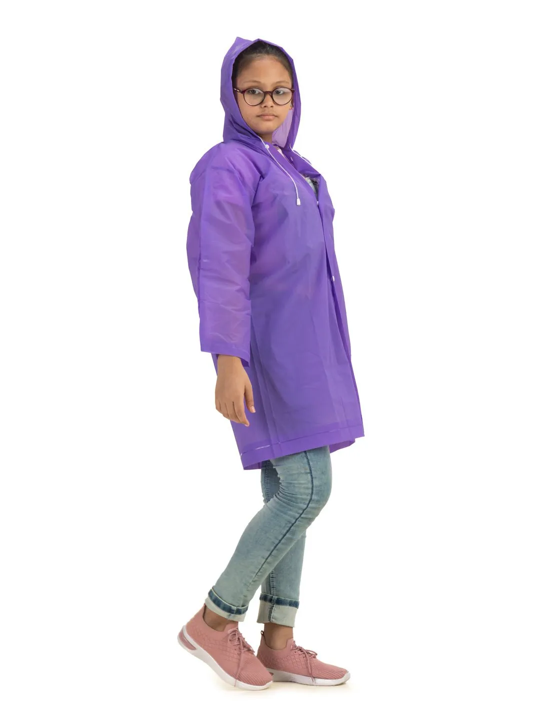 Purple Splash Waterproof Hooded Raincoat for Girls