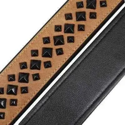 Rockstar Red Padded Leather Stud Dog Collar for Medium Breeds