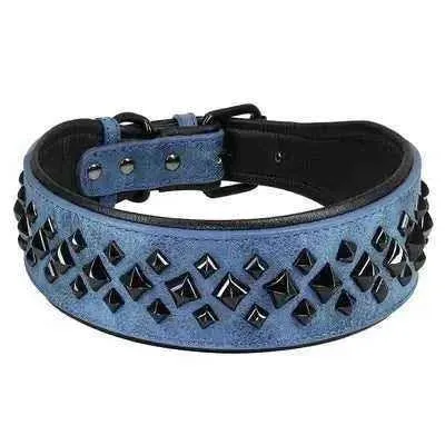 Rockstar Red Padded Leather Stud Dog Collar for Medium Breeds