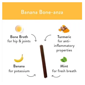 Shameless Pets Banana Bone-anza Dental Sticks for Dogs, 7.2oz