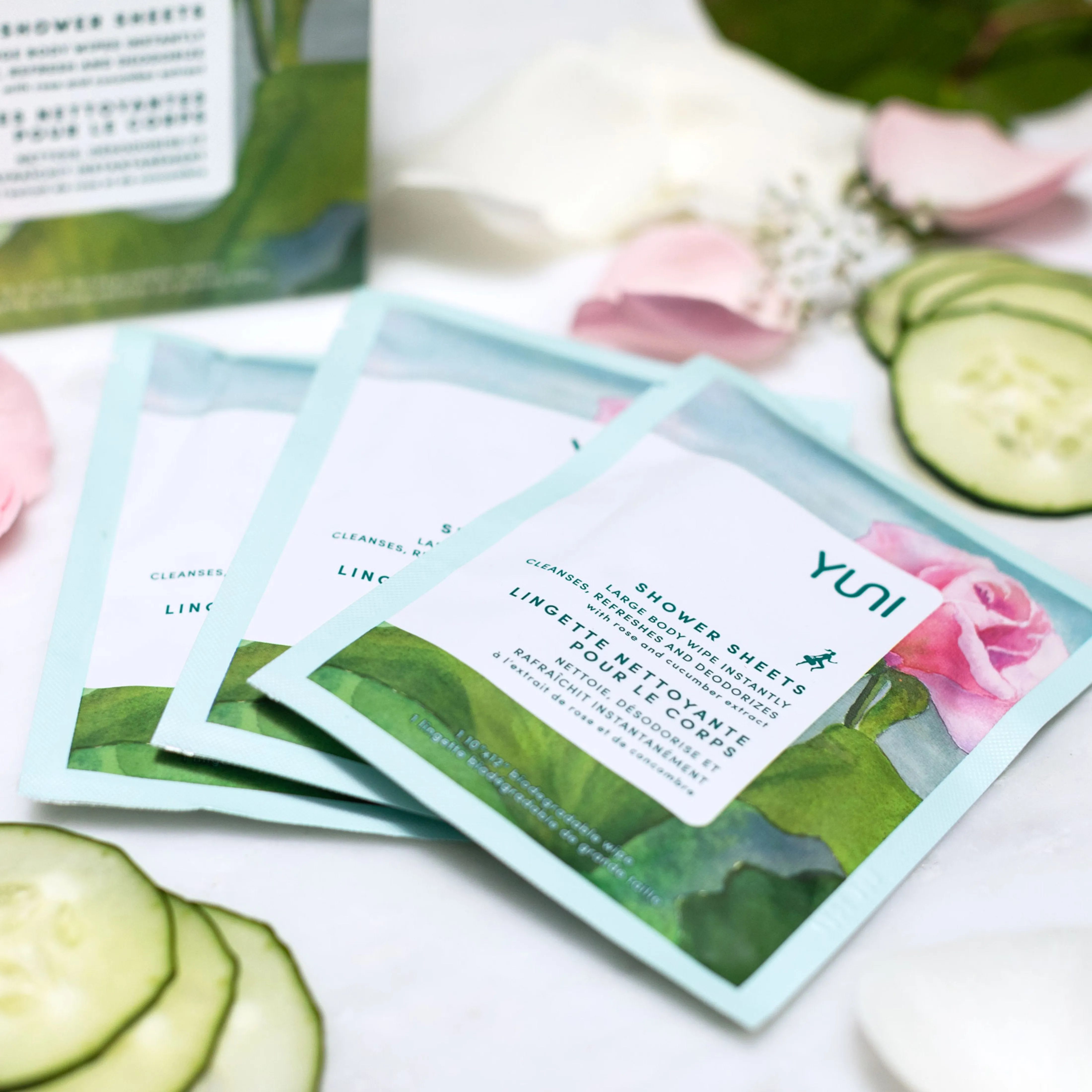 Shower Sheets Large Body Wipes with Rose & Cucumber