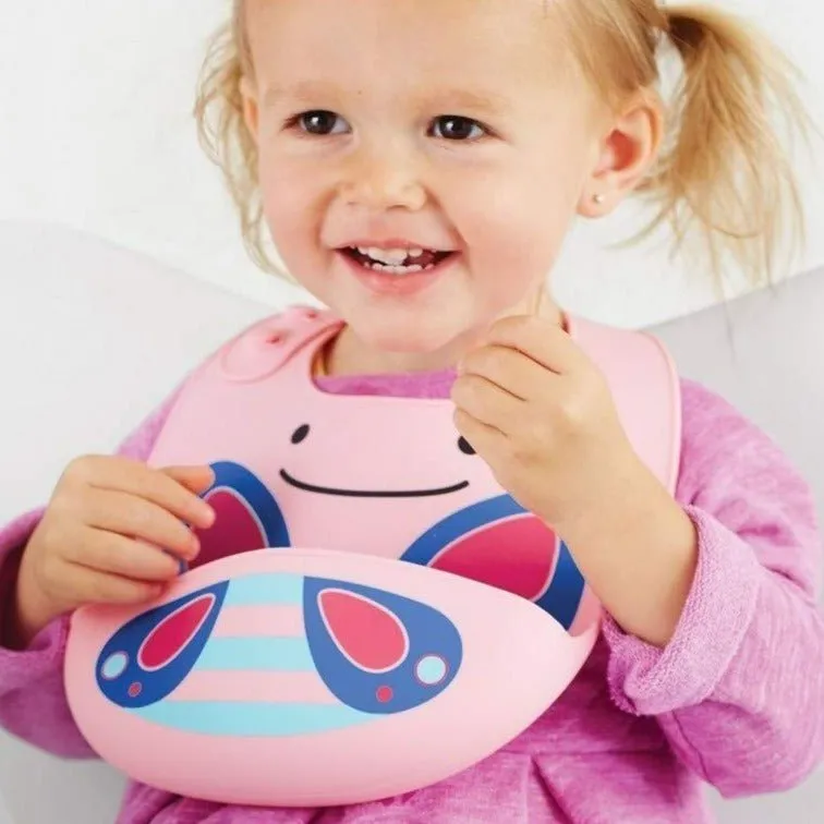 Skip Hop Zoo Fold & Go Silicone Bib- Butterfly