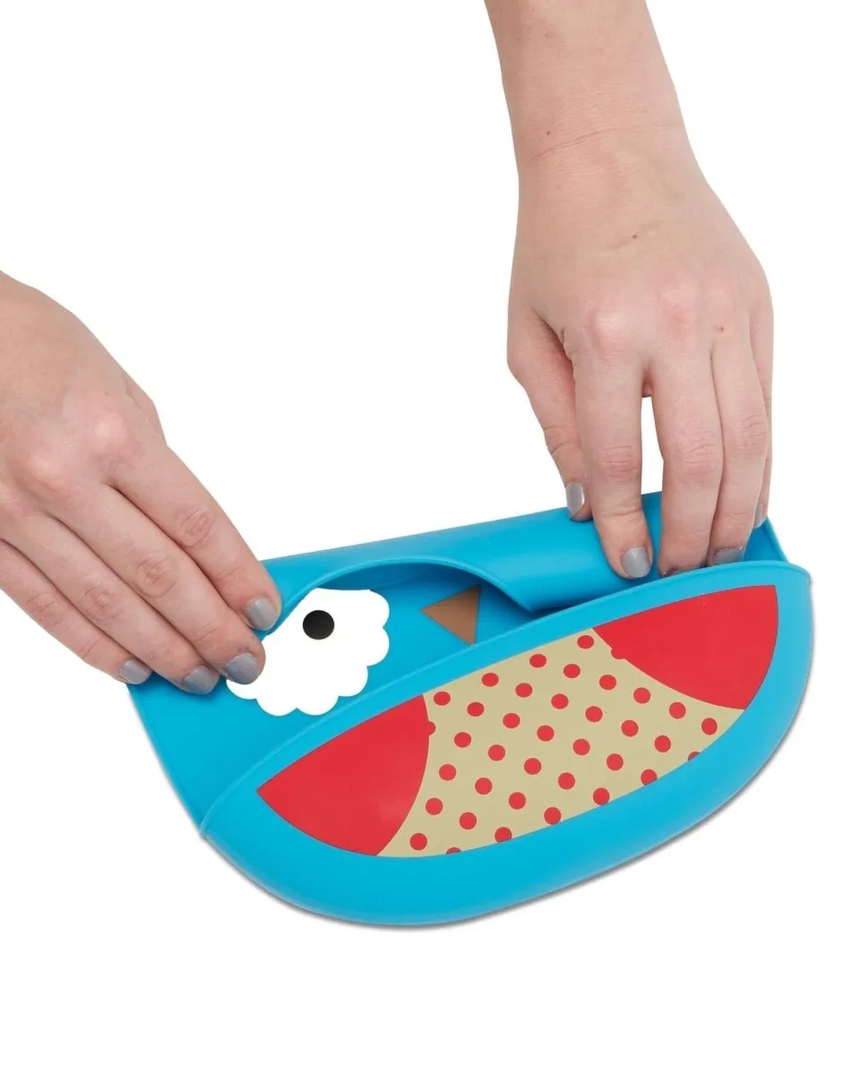 Skip Hop Zoo Fold & Go Silicone Bib- Owl