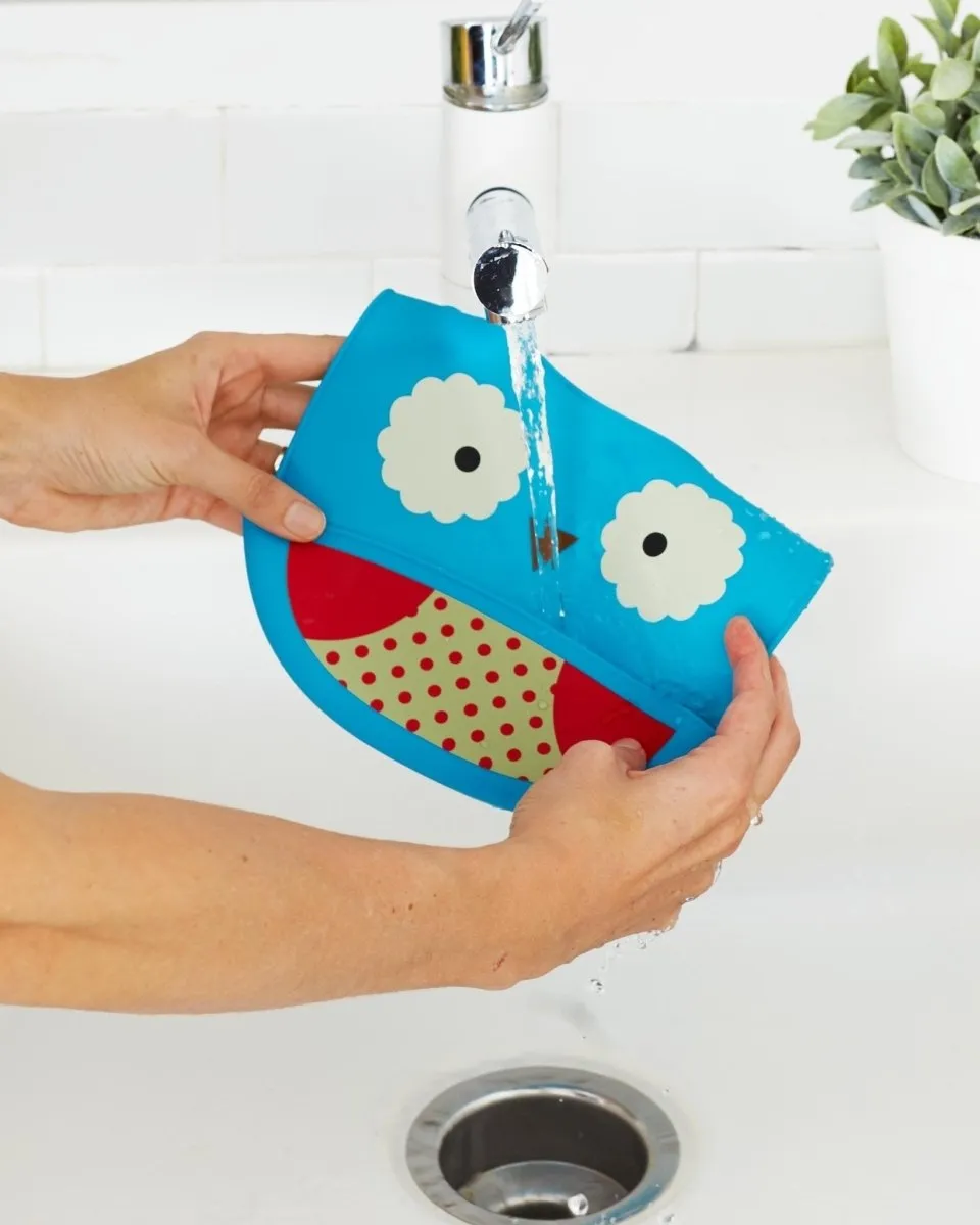 Skip Hop Zoo Fold & Go Silicone Bib- Owl