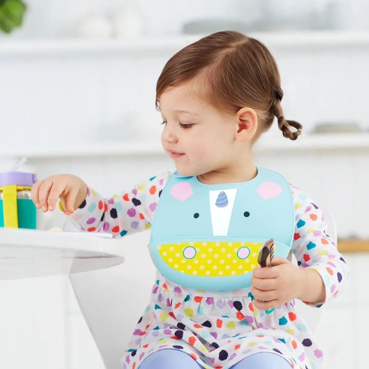 Skip Hop Zoo Fold & Go Silicone Bib - Unicorn