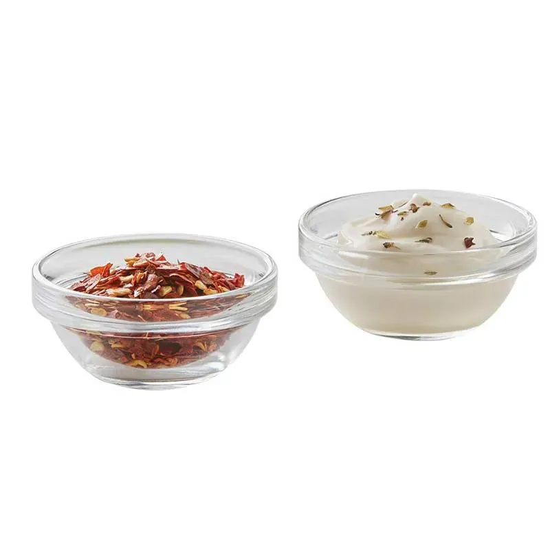 Stackable Bowls Clear Glass Tableware | Set of 6 | 3 x 2 inches | 75ml