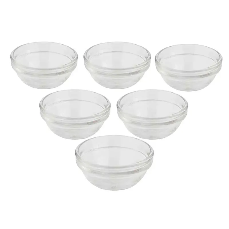 Stackable Bowls Clear Glass Tableware | Set of 6 | 3 x 2 inches | 75ml