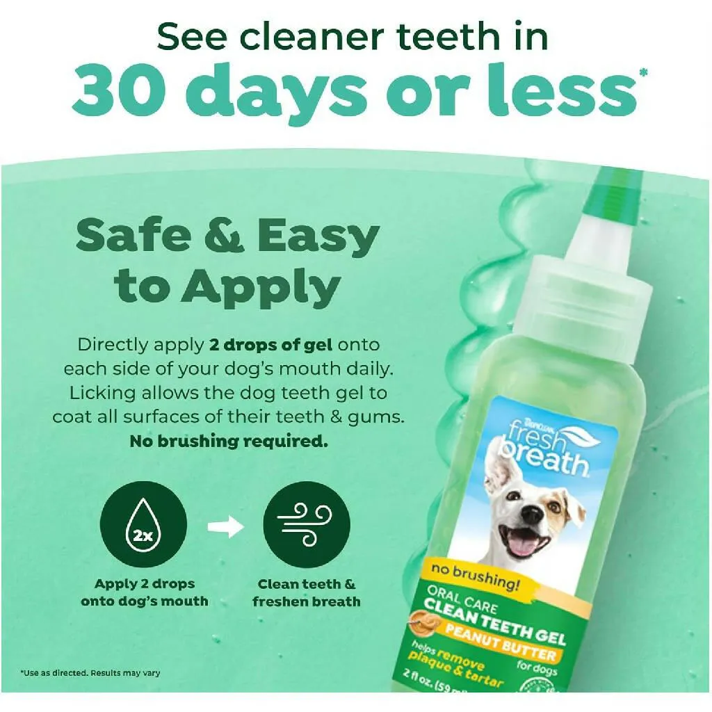 Tropiclean Fresh Breath Oral Car Clean Teeth Peanut Butter Flavored Gel for Dogs