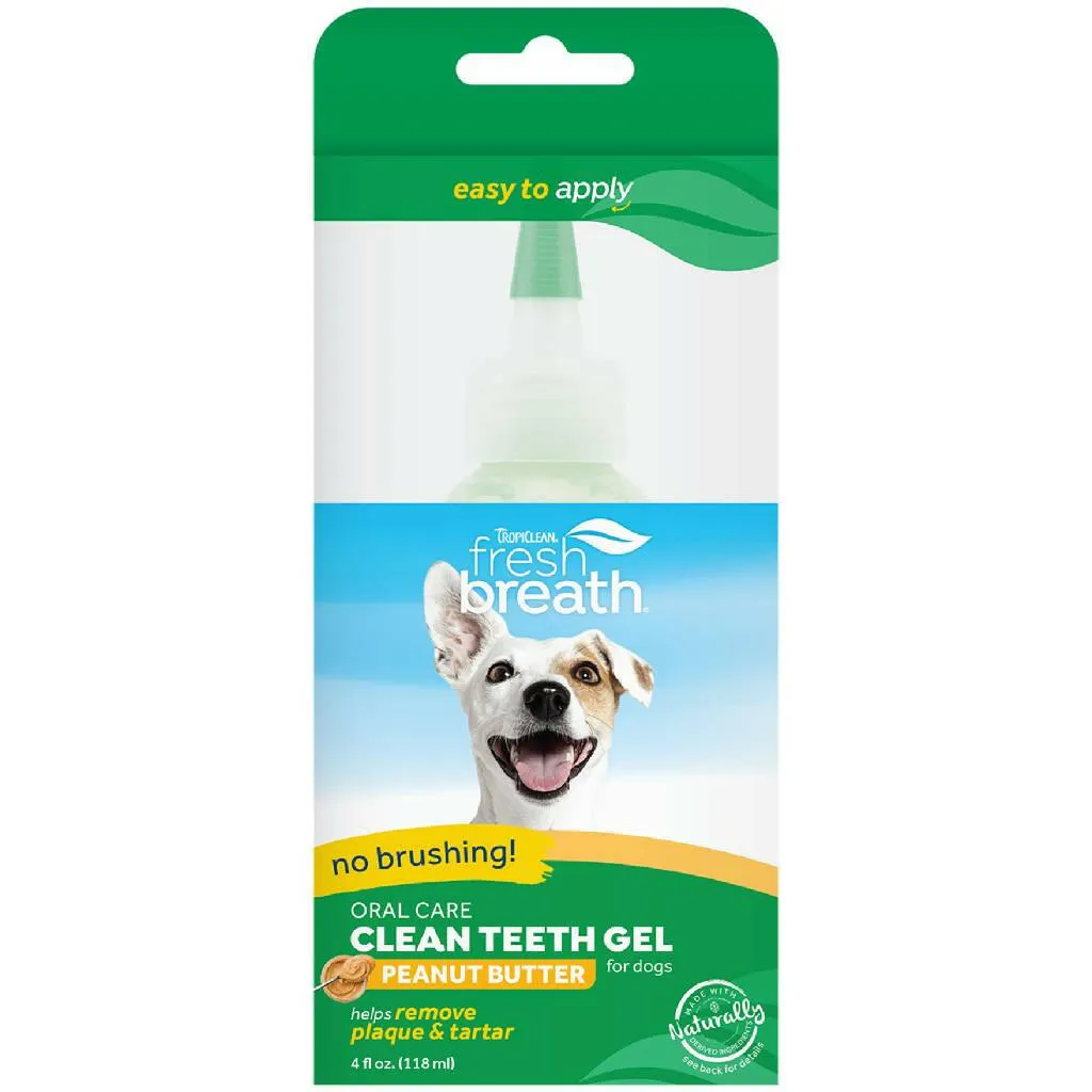 Tropiclean Fresh Breath Oral Car Clean Teeth Peanut Butter Flavored Gel for Dogs