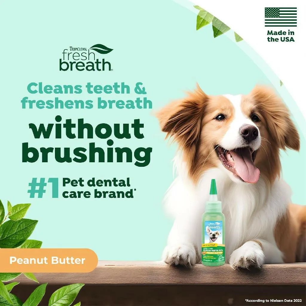 Tropiclean Fresh Breath Oral Car Clean Teeth Peanut Butter Flavored Gel for Dogs