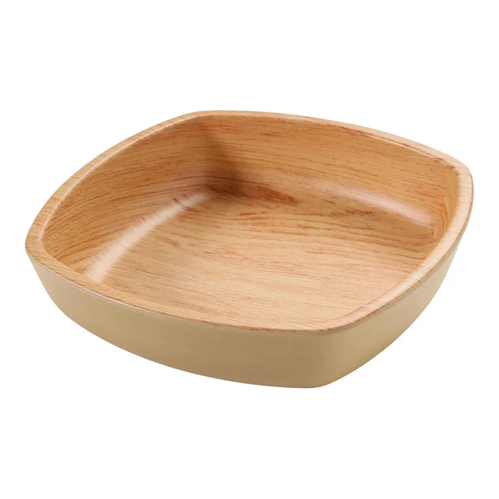 Yanco WD-2306 14 Oz Golden Oak Melamine Square Wooden Bowl, Pack of 36