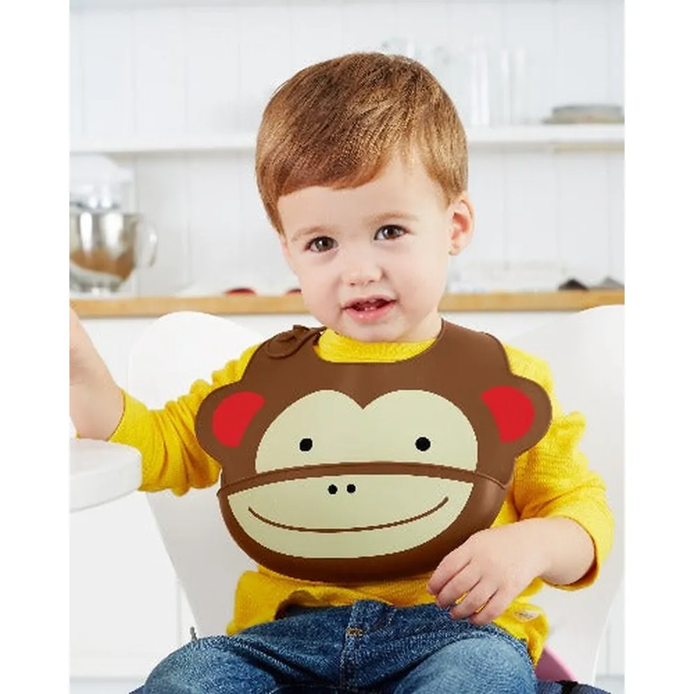 Zoo Fold & Go Silicone Bib
-Monkey