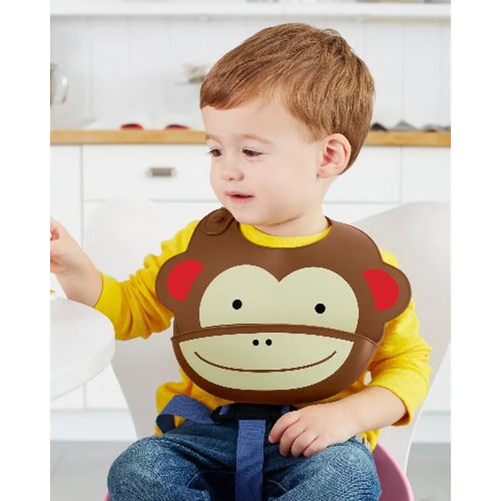 Zoo Fold & Go Silicone Bib
-Monkey